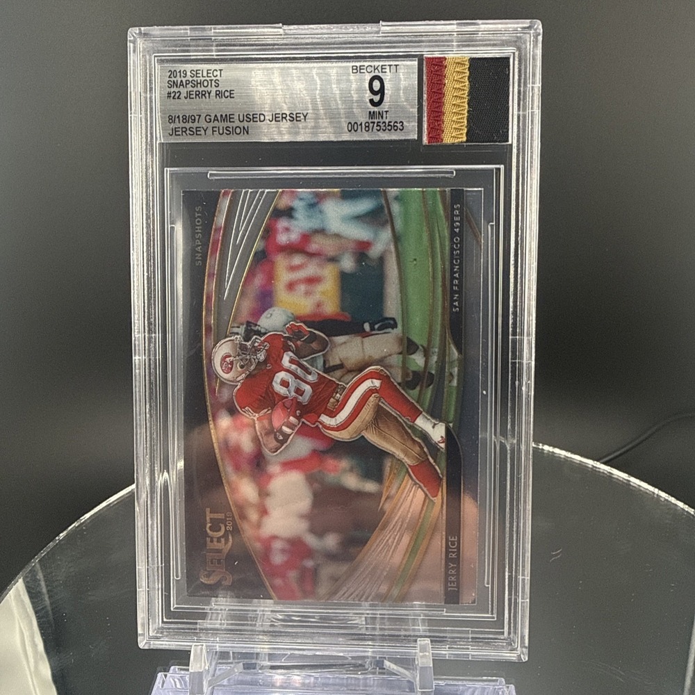 1997 Game Worn Jersey Panini Select Snapshots 22 Jerry Rice Prizm BGS 9